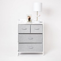 Dormify 충전 서랍 드레서 6개 | 보관 타워 콘센트 1개 및 USB 포트 정리함 서랍이 있는 나이트 스탠드 화이트 침실 기숙사 방 필수, 4 Drawer Grey