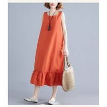 여성민소매원피스 나시원피스 린넨원피스 면마원피스 롱원피스 시원한 루즈핏빅사이즈Y14