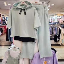 소이 안양점 **여름** 레이어드 후드 세트티@(9부 와이드 바지) 상하복 55600원!!! 주니어