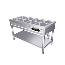 뷔페 스텐 보온 테이블 셀프바 보온고 중탕기 배식대, 수납공간 2개 및 반찬통 6칸