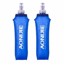 AONIJIE 스포츠 접이식 물병 BPA 프리 2개 + 교체용 빨대 뚜껑 - TPU 소프트 드링크 워터 주전자 플라스크 하이킹 자전거 달리기 등반용 땀흡수 1267307, 2 Pcs 500ml Bottles