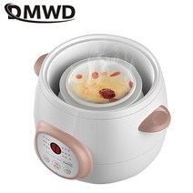 슬로우쿠커 DMWD 1.5L 가정용 전기 슬로우 쿠커 스튜 냄비 세라믹 수프 캐서롤 아침 식사 기계 죽 12 시간 예약