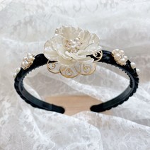 [리본 봄] 심플 자개꽃 배씨 한복 머리띠