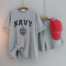 NAVY 반바지 트레이닝 세트 여성용 빅사이즈 운동복