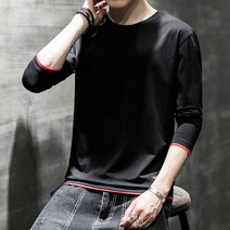 가바바 남성 라운드 긴팔티셔츠 얇은 한줄이 스타일 살린 티셔츠 G17454
