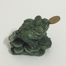 돈부처님 동상 중국 풍수 세 다리가 두꺼비 개구리 조각 홈 인테리어 남자 만든 옥 돌, 02 Green
