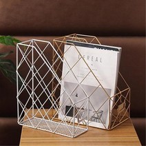 신혼거실 홈스타일링 철제 잡지꽂이 1단 매거진스텐드 미니책장, 골드