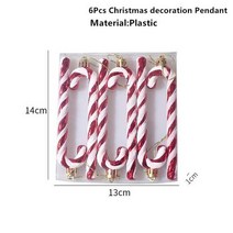 Navidad 2022 크리스마스 트리 펜던트 장식품 새해 2023 캔디 가방 장식 홈 나탈 노엘 선물, red crutch-6pcs