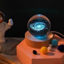 스노우볼 스노우폴 제작 크리스탈 볼 야간 조명 우주 비행사 행성 글로브 3D 레이저 새겨진 태양계 터치 스위치 LED 라이트, 6cm+다크 카키