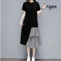 HQINT 빅사이즈 여름 체크 원피스 린넨 원피스AMW037 쿨 스트라이프 줄무늬