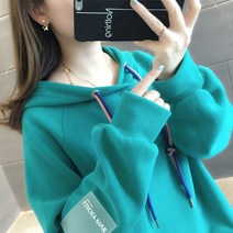 2021 봄철 후드 맨투맨 여조 ins 폭격가 학생 한판 루즈웨어 학생 한판 루즈코트