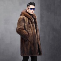 밍크 코트 모피 퍼 남성용 긴 겨울 따뜻한 후드 재킷 느슨한 캐주얼 윈드 브레이커