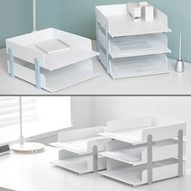 적층형 트레이 2단 3단 문서 지류보관함 서류 정리함 A4용지보관함 서류받침대 미니서랍, 민트