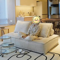 25평형 원형쇼파 곡건형 디자인 대형 거실 수입 모듈, 코튼베이지길이82x너비82x높이34
