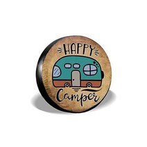 PINE TREE US Happy Camping 재미있는 스페어 휠 타이어 커버 방수 방진 핏 트레일러 RV SUV 및 많은 차량 35.6cm14인치 38.1cm15인치 40.6c, 36cm(14인치)