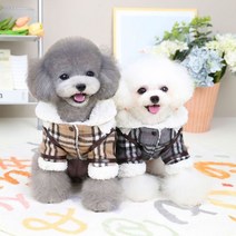 강아지겨울옷 강아지의류 강아지옷 체크 무스탕 자켓, 색상:브라운 / 사이즈:L