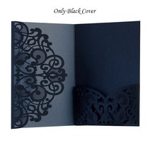 생일축하카드 팝업카드 메세지 세트1장 세트 블루 화이트 레이저 컷 결혼, 28 Only Black Cover