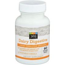 미국직구 365 by Whole Foods Market Dairy Digestive Enzymes 화이트 탑 60vcap 1pack, 수량, 상세참조