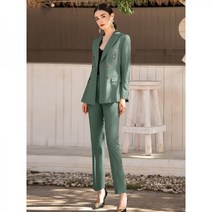 여성정장세트 여성정장 여성여름점퍼 AD오리지널여성복시크정장코트여잉글랜드더블패션정장오리지널카운트잉크그린정장+바지 XL