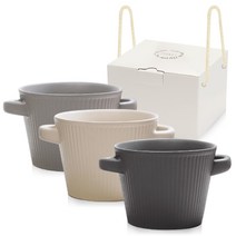 [선물용박스포함] 라라홈 도자기 손잡이 면기 답례품 떡국그릇 우동기 돌답례품 기념 그릇답례품, 베이지