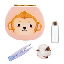 QDY 신생아 소년 소녀용 치아 요정 상자 치아 보관 정리함 보호기 상자, 11.2cmx10.2cmx4.3cm, 나무 ABS, 몽키 핑크