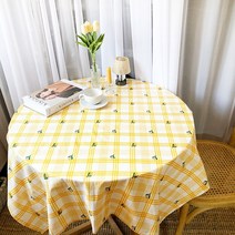 자체제작 옐로우 망고튤립 체크 감성 테이블보 식탁보 커버