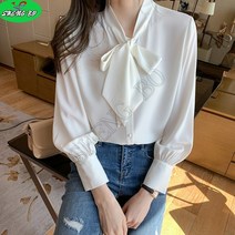 SHENGBO봄가을 여성 리본블라우스 소프트 슬림 패션 링클프리 남방+NO.004LH908