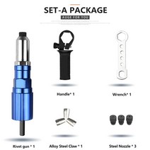 에어리벳건 팝너트건 리베트 전기 리벳 건 2.4mm-4.8mm 너트 드릴 어댑터 무선 팅 도구 삽입 풀, 01 Set-A