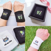 손목아대 인쇄제작 굿즈 커스텀 커플손목아대 행사품 홍보물, 블랙, 2구 슬리브상자+일반컬러인쇄
