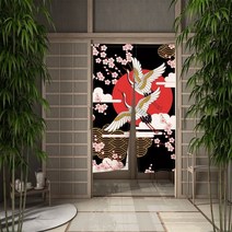 가벽파티션 이동식파티션 사무실칸막이 일본 우키요-전자 도어 커튼 잉어 크레인 출입구 벚꽃 리넨 장식, 01 CLX00082_07 90x180cm