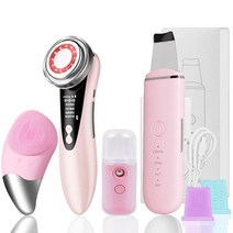 뷰티디바이스LED 전기 얼굴 마사지 기계 초음파 피부 스크러버 리프팅 장치 진동 주걱 실리콘 클렌징 브러, 02 Type 1 Pink