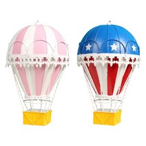 홈 욕실에 대 한 2pcs 레트로 스타일 뜨거운 공기 풍선 장식 장식 배경 펜 던 트, 핑크와 블루, 철