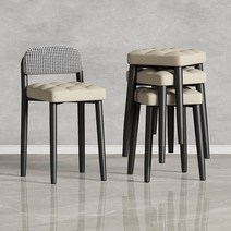 포인트체어 고급 하이엔드 카페 디자인의자 인테리어, 베이지 + 하운드투스 - 블랙골드 다리