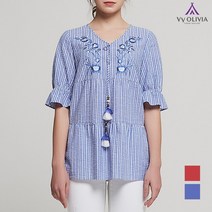 올리비아로렌 브이라인 트렌디 감성 블라우스__VVCNSVM5111