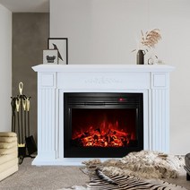 한스벽난로 전기벽난로 트라베(L)+장식장(고급형) 1300 4~5평 난방 전기온풍기 장작난로 전기히터 전기난로 페치카, 트라베 장식장세트 화이트, 수도권(서울/경기/인천)