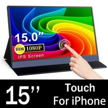 15 / 15.6 인치 IPS 휴대용 모니터 1920x1080 터치 스크린 LCD 게임 HDMI USB C 디스플레이 PC 노트북 스위치 X-BOX PS4 전화, 15.0 For iPhone_EU 플러그