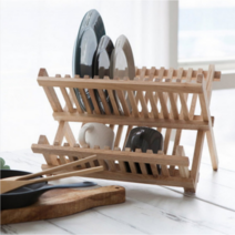 홈 우드 원목 식기건조대 싱크대 2단 접시 거치대 그릇 정리대 감성캠핑