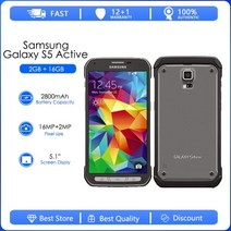 삼성 갤럭시 S5 액티브 G870A 리퍼브 정품 스마트폰 5.1 인치 터치스크린 16 MP 안드로이드 휴대폰 16GB, 02 Red, 02 full set
