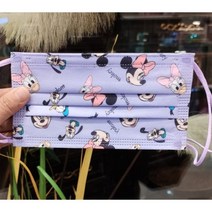 캐릭터 귀여운 미니 미키 마우스 보라색 마스크 50매 3중필터, 성인용(50매)개