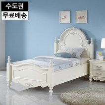 북유럽풍 엔틱 튤립 원목 화이트 여자 학생 공주풍 1인용 침대프레임 슈퍼싱글사이즈(SS), 화이트_SS슈퍼싱글