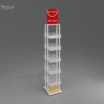 편의점 가게 철제선반 화장품 매장매대, 5겹화이트+광고판+휠 30*35*180cm