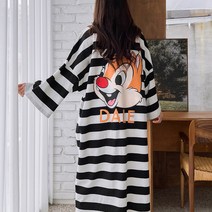 민트위니 여성용 데일박스원피스 디즈니 면100% 단가라 스트라이프 빅사이즈 오버핏