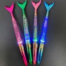 특이한 물고기 인어 캐릭터 LED 볼펜 예쁜 선물용 귀여운 볼펜 단체선물, 02 그린