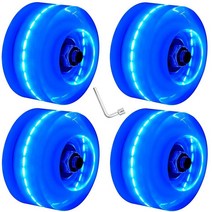 Nezylaf 조명 롤러 스케이트 휠 4개 실내 또는 실외 더블 로우 스케이팅 및 스케이트보드 32 x 58 mm 78A(블루), 3LED-Blue