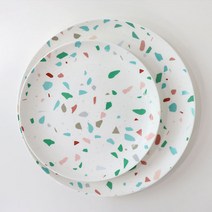 코지테이블 테라조 원형 플레이트 접시, 민트, 1개
