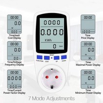 와트메타 전력계 측정기 전력 분석기 에너지 미터 측정 소켓 디지털 와트 모니터 소비, BR Plug, Blue Light