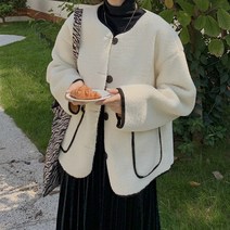 뽀글이 라운드넥 여성 자켓 겨울 아우터 후리스