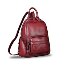 IVTG 여성 빈티지 수제 사첼 가죽 백팩 레트로