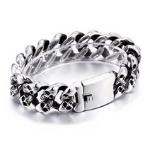 20mm 해골 스컬 빈티지 남자 체인 메탈 크롬 팔찌