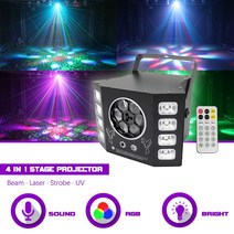 샤오미빔프로젝터Sunart-4 in 1 무대 효과 프로젝터 UV 빔 아이 스트로브 레이저 DJ 디스코 파티, 04 UK